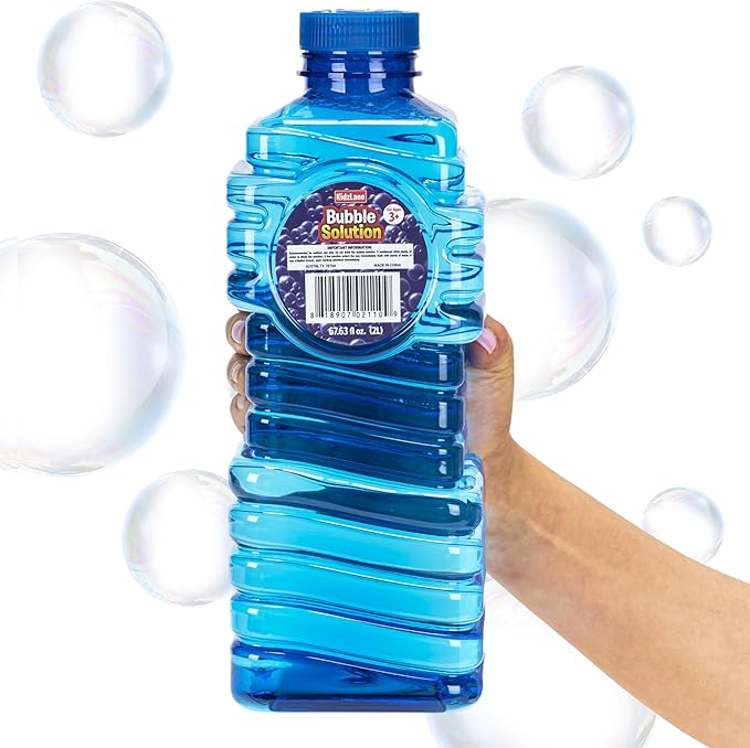Kidzlane Bubbles Solution Refill 67.63 oz - Large and Easy-Grip Bottle for Bubble Machine, Guns, and Wands - Toddler Liquid Refill for Ages 3 and Above - Easter Basket Filler and Easter Party Favor