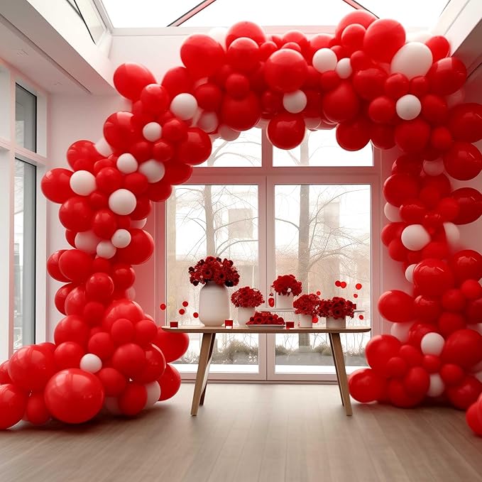 130PCS Red Balloons, Latex Balloons Different Sizes 18/12/10/5 Inch, Helium Balloons with Ribbon, Party Balloon Set for Birthday Wedding Graduation Anniversary Baby Shower Decorations.