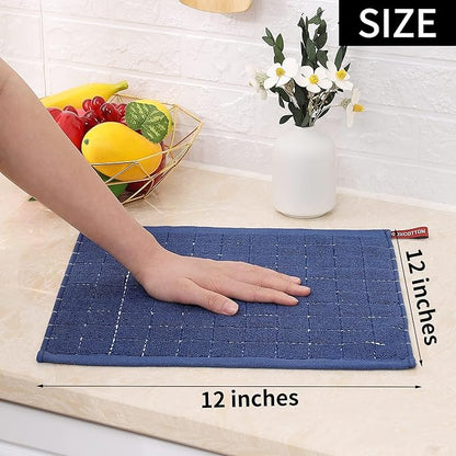 Homaxy 100% Cotton Terry Kitchen Dish Cloths, Ultra Soft and Absorbent Dish Towels for Kitchen, Suitable for Drying and Washing Dishes, 24 Pack, 12 x 12 Inches, Navy Blue