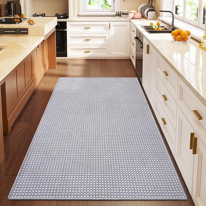 YDKGL Boho 3x5 ft Washable Area Rug Entryway Runner for Kitchen, Non Slip Woven Hallway Rugs Kitchen Mats for Floor Hall Rug Indoor Door Mat Carpet for Backdoor Bedroom Living Room, Easy Clean, Gray