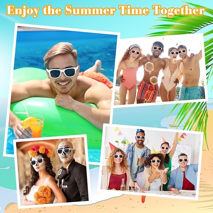 ASTARON 12 Pack Party Sunglasses Bulk Neon Party Favors for Beach Wedding Party Pool Party Supplies