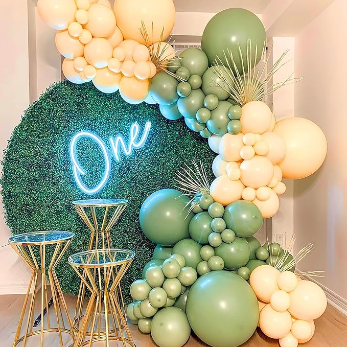 PartyWoo Olive Green Balloons 50 pcs 12 Inch Matte Sage Boho Green Eucalyptus Helium Balloons for Wedding Baby Shower Gender Reveal Birthday Graduation Jungle Safari Party Decorations Green-F06