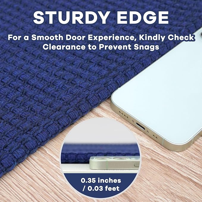 EARTHALL Woven Area Rugs 6x9 Ft Washable Living Room Rugs Non Slip Rubber Backed Dining Room Rug Braided Bedroom Rugs Indoor Floor Carpet for Living Room, Bedroom, Dining Room, Royal Blue/Navy