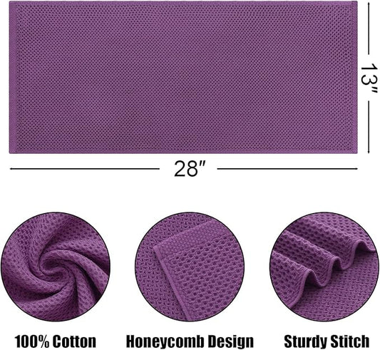 Kitinjoy 100% Cotton Waffle Weave Kitchen Towels, 4-Pack Super Soft and Absorbent Dish Towels for Drying Dishes, Kitchen Hand Towels, 13 in x 28 in, Violet