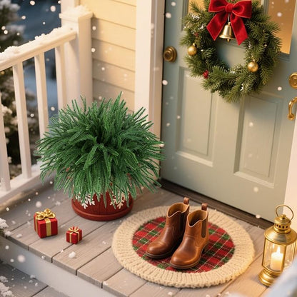 12 Pcs Artificial Pine Branches - 19 Inch Real Touch Norfolk Pine Stems - Faux Christmas Greenery Stems for Vase Centerpiece Home Indoor Outdoor Xmas Decorations