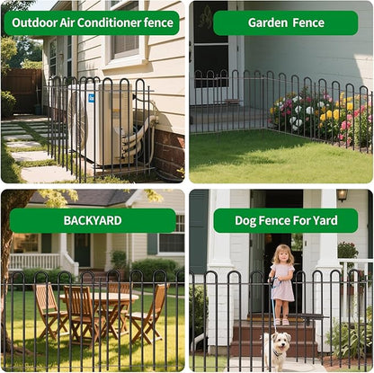 Metal Decorative Garden Fence, 26" Wide x 32" High (9 Panels + 1 Gate) Total Length 21.6 ft, No Dig Dog Fence Outdoor for Yard, Rustproof Animal Barrier Fencing, Garden Edging Border for Yard