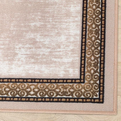 Antep Rugs Alfombras Bordered Modern 2x7 Non-Slip (Non-Skid) Low Pile Rubber Backing Indoor Area Runner Rug (Beige, 2' x 7')