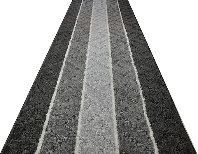 Custom Cut Hallway Runner Rug, Slip Resistant, 31 Inch Wide X Your Choice of Length, Arrow Anthracite, 31 Inch X 11 feet