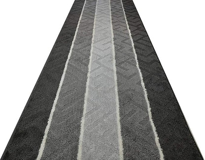 Custom Cut Hallway Runner Rug, Slip Resistant, 31 Inch Wide X Your Choice of Length, Arrow Anthracite, 31 Inch X 17 feet