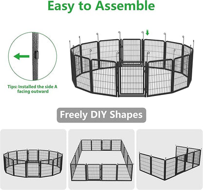 Dog Playpen Outdoor, 32" Height 30 Panels Pet Fence with Low Threshold Full Gate, Large Dog Fence Outdoor for Yard, Heavy Duty Pet Playpen Metal Play Pen Fence for RV Camping