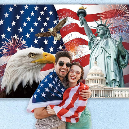 Independence Day Backdrop,7x5FT 4th of July Backdrop American Flag Background USA Flag Portrait Banner Patriotic Veterans Party Decor Supplies
