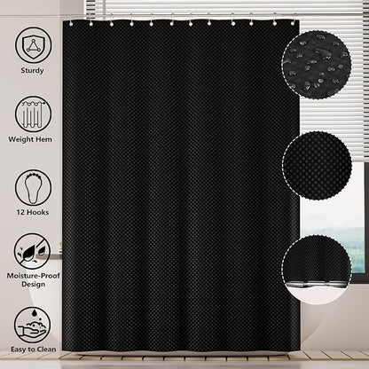 Bathroom Set - 25PC Black Bathroom Set with Shower Curtain and Rugs, Bathroom Accessories Set, Black Shower Curtain Set with Bathroom Trash Can