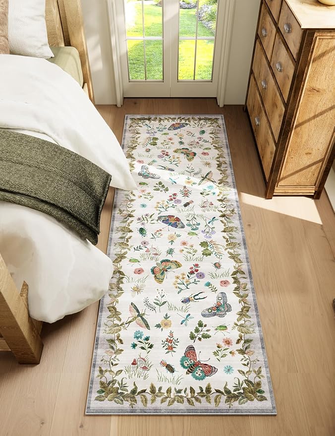 Machine Washable Kitchen Runner Rugs: 2'x6' Entryway Rug Runner Stain Resistant Non Slip Low Pile Soft Carpet Runners for Hallways Indoor Entryway Kitchen Laundry Room Bedroom Farmhouse