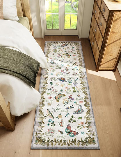 Machine Washable Kitchen Runner Rugs: 2'x6' Entryway Rug Runner Stain Resistant Non Slip Low Pile Soft Carpet Runners for Hallways Indoor Entryway Kitchen Laundry Room Bedroom Farmhouse