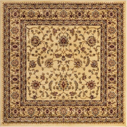Rugs.com Aditi Collection Rug – 5' 3 Square Cream Low Rug Perfect for Living Rooms, Kitchens, Entryways