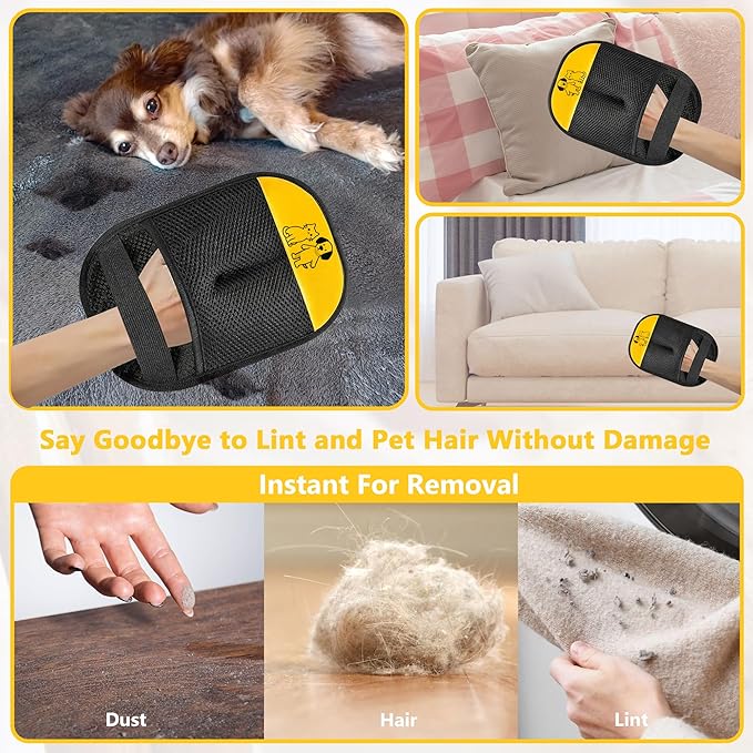 Pet Hair Removal Glove – Electrostatic Grooming Mitt for Dogs & Cats, Gentle Deshedding & Fur Removal Tool for Pets, Furniture, Car Seats, Clothing & Sofas, Reusable & Easy to Clean