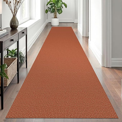 EARTHALL Runner Rug 3x12 Ft Washable Runners for Hallways Extra Long Woven Non Slip Entryway Runner Braided Kitchen Runner Indoor Outdoor Carpet Runners for Entryway, Hall, Foyers, Rustic Orange/Tan