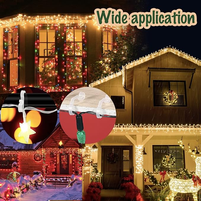 Geegoods Christmas Light Clip,Plastic Black Gutter Hooks Outdoor,Weatherproof Holiday Hanging Clips,Mini Light Hooks for Outside String Lights Christmas Decoration(120 pcs)