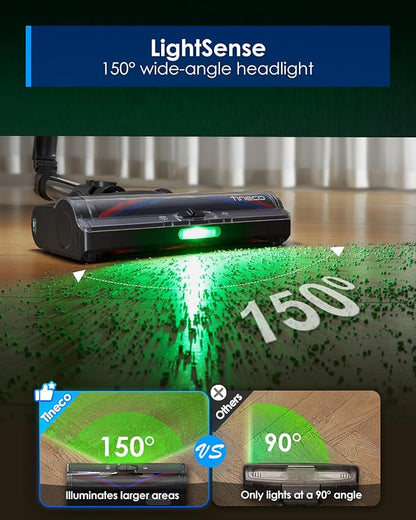 Tineco Pure ONE S70 Cordless Vacuum Cleaner, 200AW Powerful Suction, 3D Sense Pro Cleaning System, 6-Stage Filtration with 95min Runtime, Zero Tangle Brush with 180° Foldable Tube (Blue-Gray)