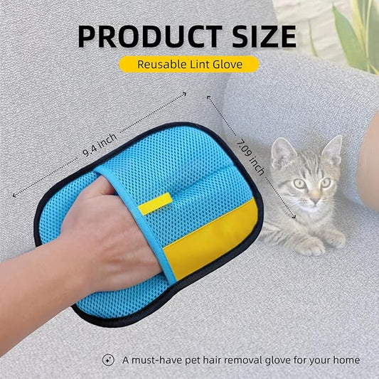 2-Pack Pet Hair Removal Gloves for Cats & Dogs, Reusable Electrostatic Hair Remover Mitts for Furniture & Clothing