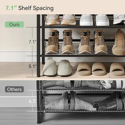 Shoe Rack for Closet,5 Tier Shoe Organizer for Entryway,Shoe Shelf with Storage Shelves and Spacious Top,Max Holds 20 of Shoes,Black