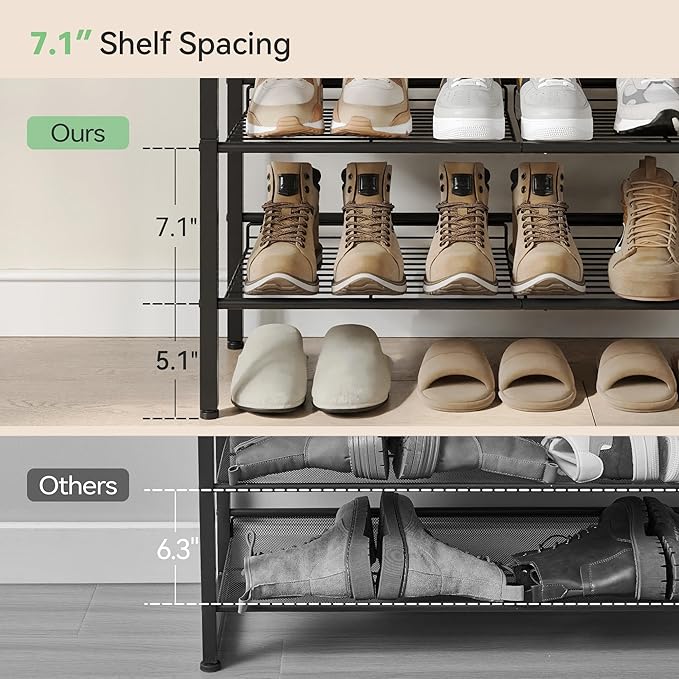 Shoe Rack for Closet,5 Tier Shoe Organizer for Entryway,Shoe Shelf with Storage Shelves and Spacious Top,Max Holds 20 of Shoes,Rustic Brown