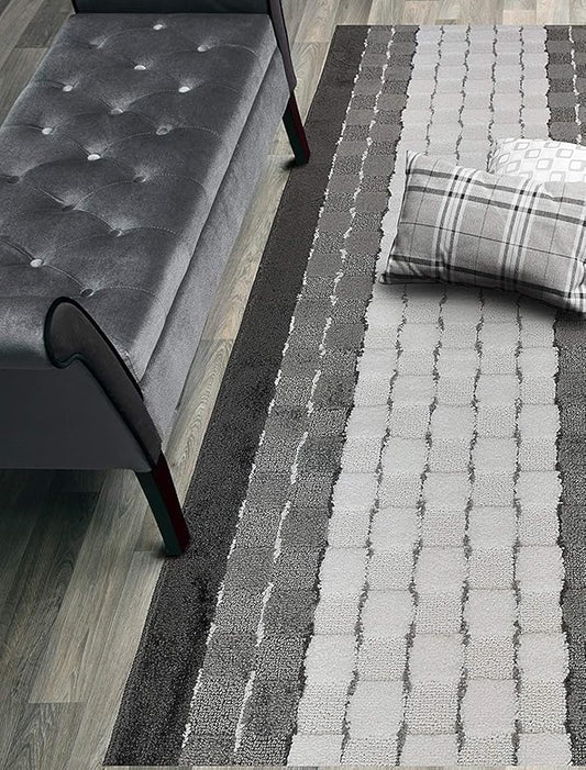 ORFA HOME Custom Cut Hallway Runner Rug, Slip Resistant, 31 Inch Wide X Your Choice of Length, Checkered White, 31 Inch X 18 feet