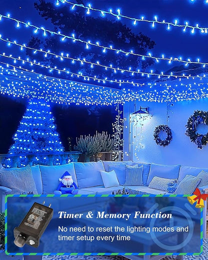 355FT 900 LED Christmas Lights, Extra Long Outdoor String Lights Waterproof, Timer & Memory, 8 Modes Dimmable Plug in Fairy Lights for Outside Tree Wedding Patry Holiday Decorations, Blue