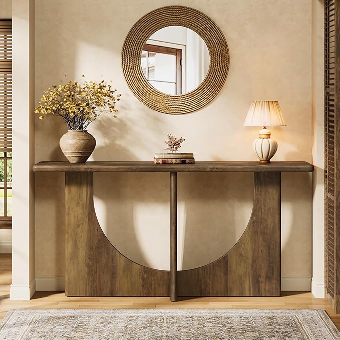 Tribesigns Console Table for Entryway, 71-Inch Farmhouse Entryway Table with Sturdy Geometric Frame, Extra Long Sofa Console Behind The Couch for Living Room, Foyer, Entrance, Rustic Brown