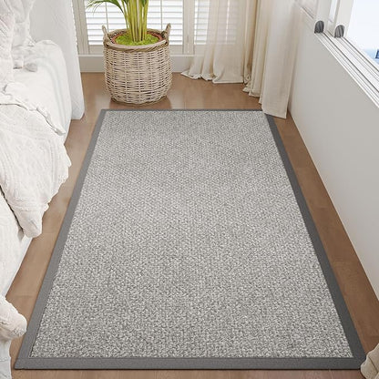 Washable Runner Rug 3x5 Jute Like Entryway Indoor Runner Mat Rugs Non Slip, Woven Soft Farmhouse Area Boho Floor Carpet for Hallway Kitchen Laundry Hall Backdoor Bedroom Living Room, Grey