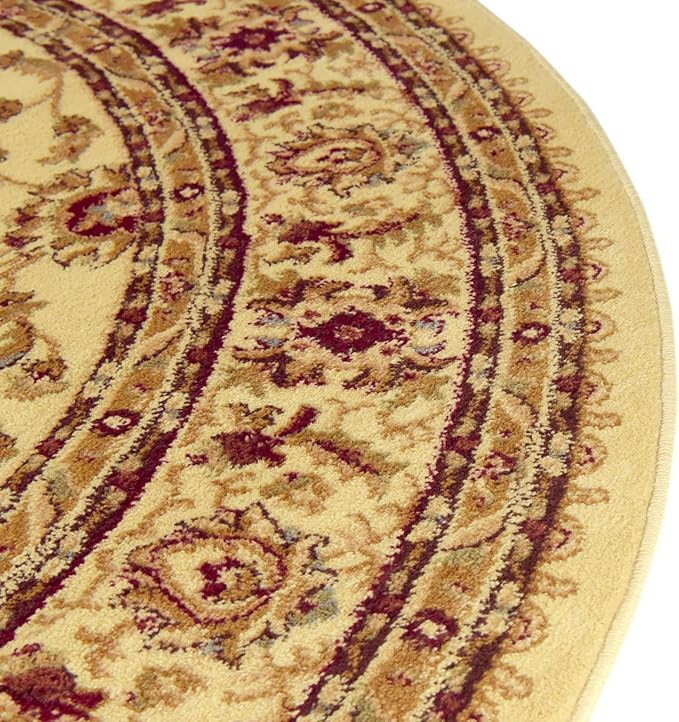 Rugs.com Aditi Collection Rug – 13 Ft Round Cream Low Rug Perfect for Kitchens, Dining Rooms