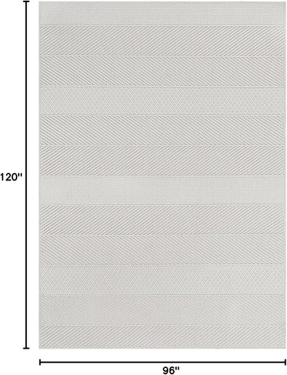Beverly Rug Micro Loop Area Rug White 8x10 Modern Luxury Soft Boho Geometric Durable Indoor Area Rugs for Living Dining Room Office Stain Resistant Non Shedding Casual Indoor Carpet White 8 x 10