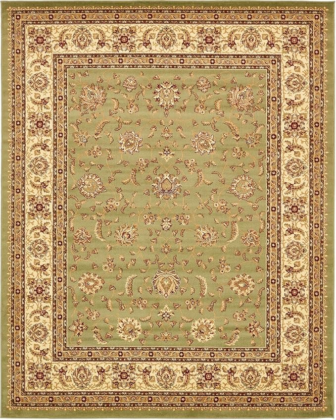 Rugs.com Aditi Collection Rug – 7' 10 x 10' Green Low Rug Perfect for Living Rooms, Large Dining Rooms, Open Floorplans
