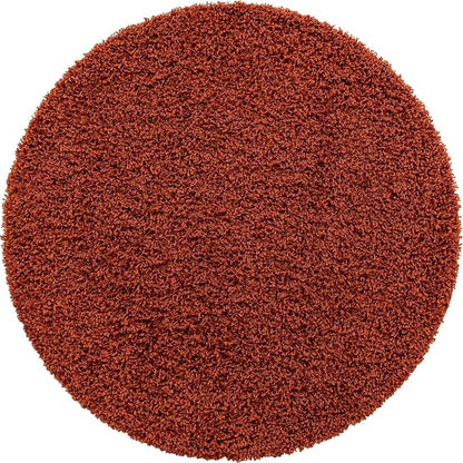Unique Loom Solid Shag Collection Area Rug (4' 1" Round, Terracotta)