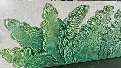 YaSheng Art - Thick Texture Modern minimalist 3D textured wall art Oil Paintings on Canvas Green plant paintings handmade Abstract artwork painting canvas wall art for bedroom Home Wall Art Deco Oil Painting Long size 24X60 Inch