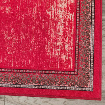 Antep Rugs Alfombras Bordered Modern 2x4 Non-Slip (Non-Skid) Low Pile Rubber Backing Kitchen Area Rug (Red, 2'3" x 4')