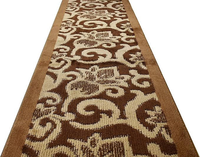 Custom Cut Hallway Runner Rug, Slip Resistant, 31 Inch Wide X Your Choice of Length, Lily Brown, 31 Inch X 15 feet