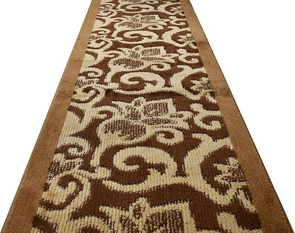 Custom Cut Hallway Runner Rug, Slip Resistant, 31 Inch Wide X Your Choice of Length, Lily Brown, 31 Inch X 15 feet