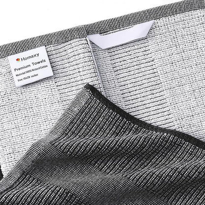 Homaxy Premium Kitchen Towels(18”x 28”, 6 Pack), Large Cotton Kitchen Hand Towels, Flat and Terry Dish Towels, 380 GSM Highly Absorbent Tea Towel Set with Hanging Loop, Black