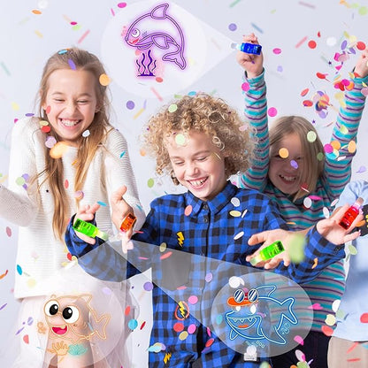 24PCS Cartoon Shark Party Favors-Fish Baby LED Finger Lights：Glow-in-the-Dark Light-Up Toys Bulk for Kids,Under the Sea Birthday Party Decorations Supplies,Goodie Bags Stuffers, Classroom Prizes Gifts