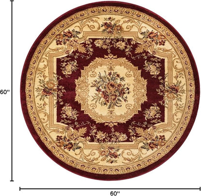 Unique Loom Versailles Collection Traditional Classic Floral Motif Area Rug (5' 0 x 5' 0 Round, Burgundy/Ivory)