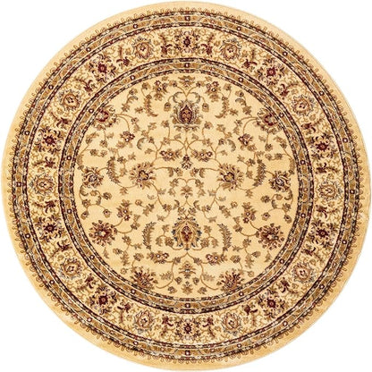 Rugs.com Aditi Collection Rug – 6' Round Cream Low Rug Perfect for Kitchens, Dining Rooms