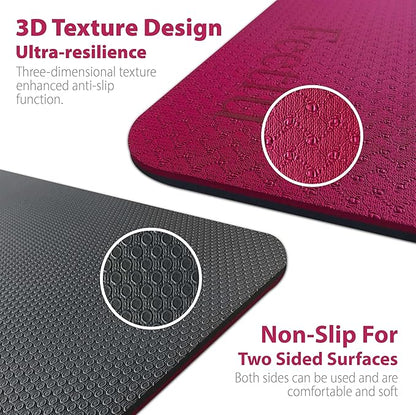 Extra Thick Exercise Yoga Mat with Strap - 2/5 Inch (10MM), Non-Slip Workout Mat for Yoga, Pilates, and Floor Exercises