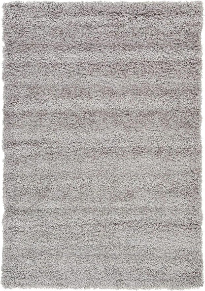Unique Loom Solid Shag Collection Area Rug (4' 1" x 6' 1" Rectangle, Cloud Gray)