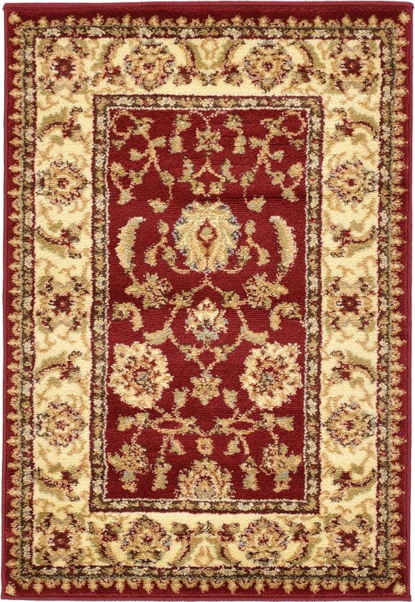 Rugs.com Aditi Collection Rug – 2' 2 x 3' Red Low Rug Perfect for Living Rooms, Large Dining Rooms, Open Floorplans