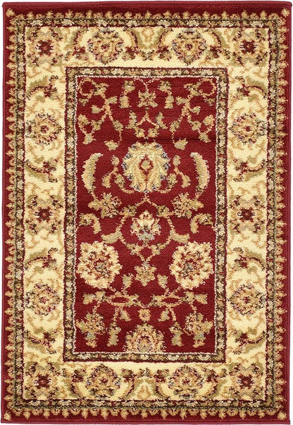 Rugs.com Aditi Collection Rug – 2' 2 x 3' Red Low Rug Perfect for Living Rooms, Large Dining Rooms, Open Floorplans
