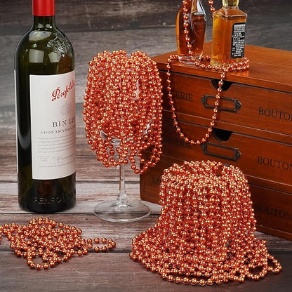 YAXINRUI 120 PCS Orange Bead Necklace, Orange Mardi Gras Beads, 33 Inch Halloween Beaded Necklace for Mardi Gras Christmas Halloween Festive Events