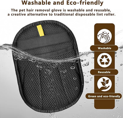 Pet Hair Removal Glove, Reusable Washable Pet Hair Remover for Cats Dogs, Electrostatic Cat Grooming Gloves for Pet Hair, Efficient Dog Hair Remover for Couch,Furniture,Clothes (Black)