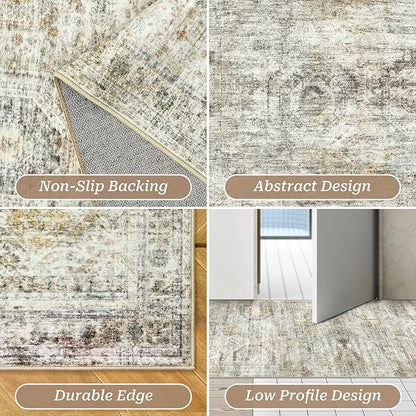 Long Bathroom Rugs Runner - Washable Runner Rugs for Hallway 2x10, Ultra-Thin Soft Kitchen Carpet Runner, Anti Slip Backing Runner Rugs for Entrance, Bedroom, Living Room(2'x10', Grey/Rust)