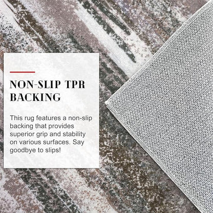 Modern Abstract Bedroom Runner Rug 2x7, Dark Light Brown White Washable Kitchen Runner, Non-Slip Soft Thin Faux Wool Mat for Entryway, Hallway, Laundry Room, Indoor Home Decor